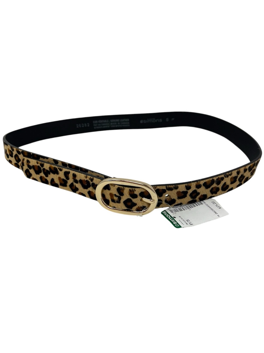 Simon’s Leopard and pony hair narrow belt S